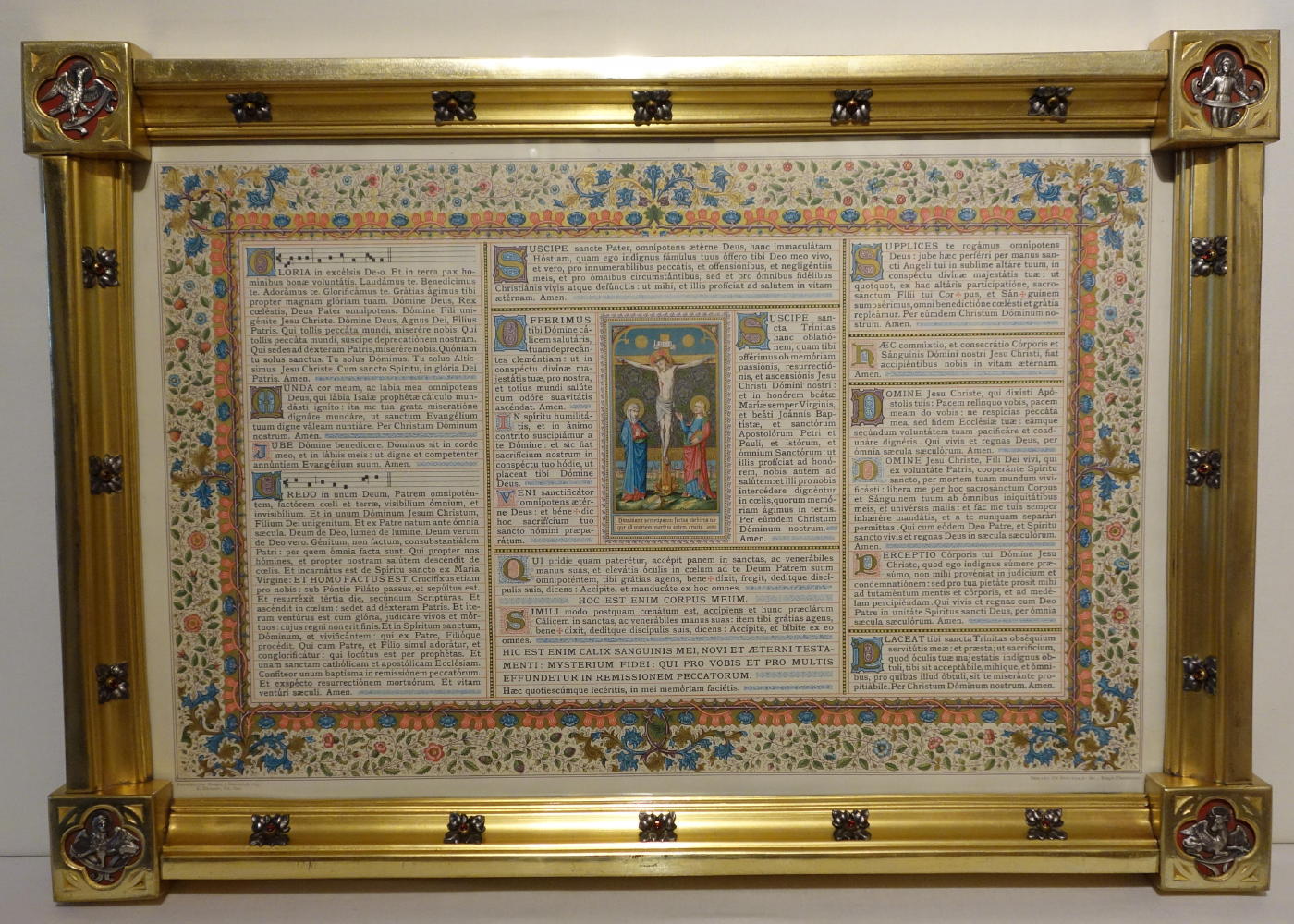Latin Mass Altar Cards in Brass Gilt Frames